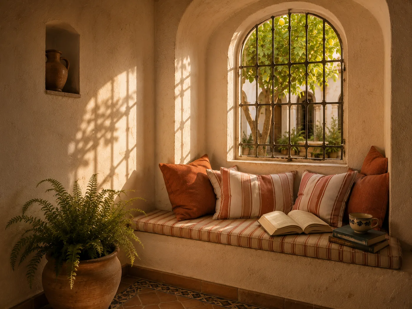 Casa Naranjo Patio — reading corner