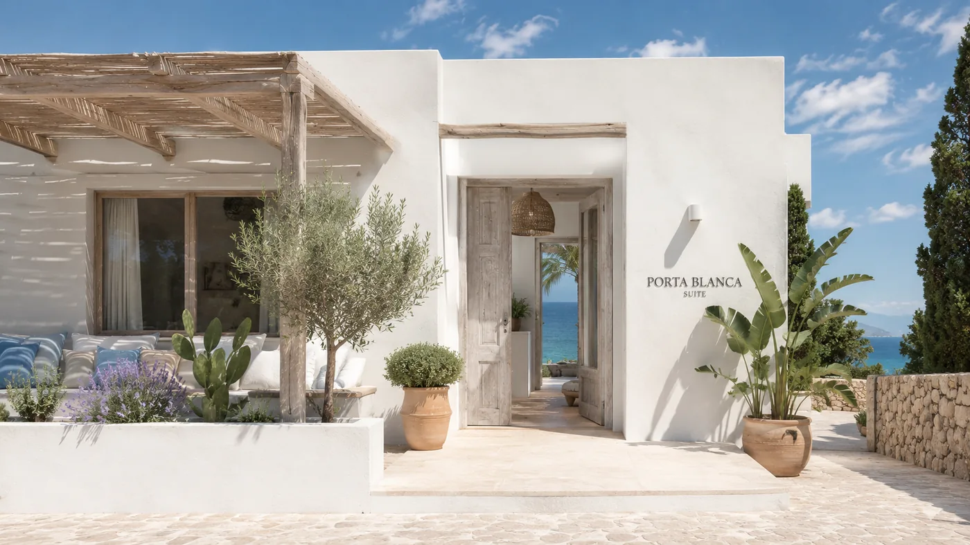 Blanca Port Studio — whitewashed harbour studio exterior
